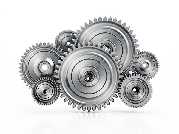 Steel Wheels Motion Arranged Cloud Shape Illustration — Stock Photo, Image