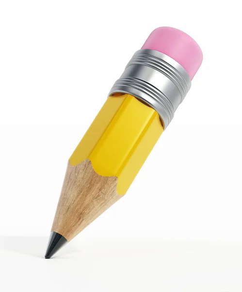 短木制铅笔 橡皮隔离在白色背景上 3D插图 — 图库照片