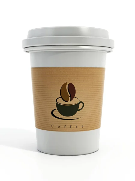 Tazza Caffè Monouso Isolato Sfondo Bianco Illustrazione — Foto Stock