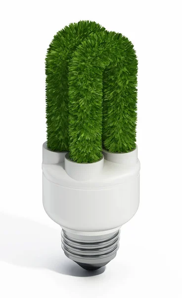 Green Fluorescent Light Bulb Isolated White Background Illustration — Stock Photo, Image