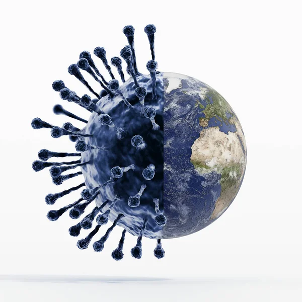 Virus Avec Globe Dans Moitié Concept Mondial Pandémie Illustration — Photo