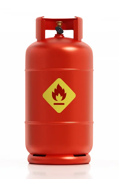 Rote Gasflasche Mit Brennbarem Etikett Isoliert Auf Weißem Hintergrund Illustration — Stockfoto