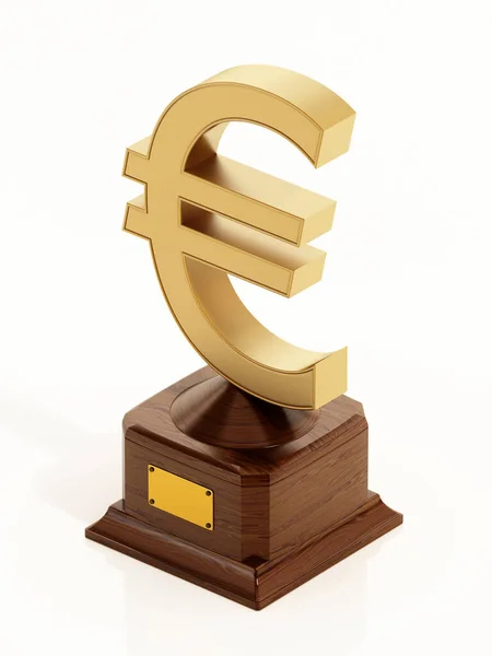 Gold Euro Symbol Wooden Base Isolated White Background Illustration — Stockfoto