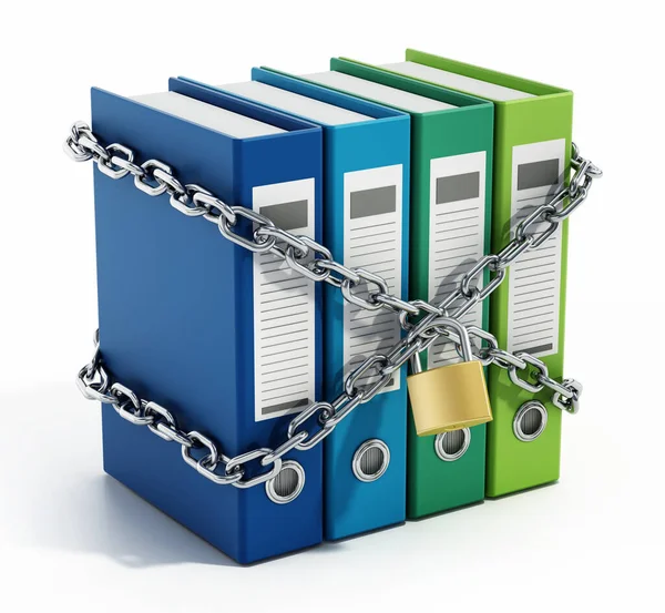 Group Folders Wrapped Chains Padlock Illustration — Foto Stock