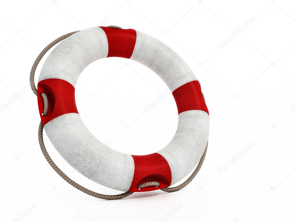 Life buoy isolated on white background. 3D illustration.