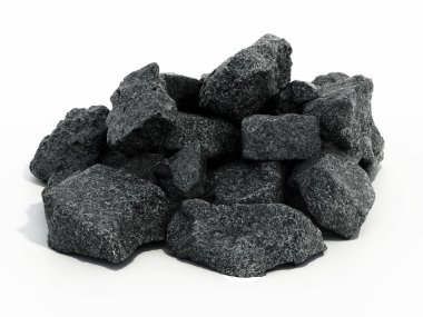 Group of stones isolated on white background. 3D illustration.