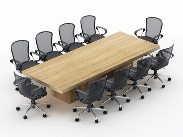 Boardroom Table Chairs Isolated White Background Illustration — Stock Photo, Image