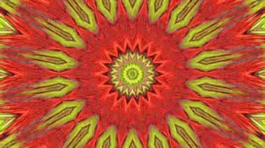 Kaleydoskop Mozaiğiyle Kırmızı ve Sarı Akışkan Şablonu. Soyut Çizgili Çizgili Doku. Psikedelik Gelecek Duvar Kağıdı. Kusursuz Hisse Senedi Görüntüsü. 3B Grafiksel