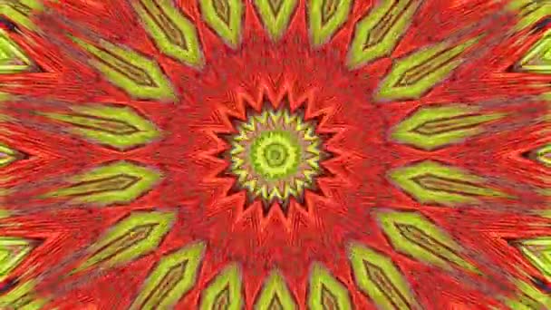 Анимационно Красный Желтый Жидкостный Рисунок Мозаикой Калейдоскопа Абстрактная Полосатая Текстура — стоковое видео