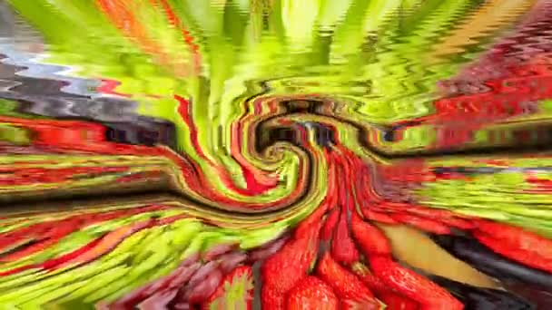 Animated Red Yellow Fluid Pattern Mosaic Kaleidoscope Abstract Runny Striped — Stock Video