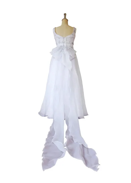 Vestido de noiva isolado no fundo branco — Fotografia de Stock
