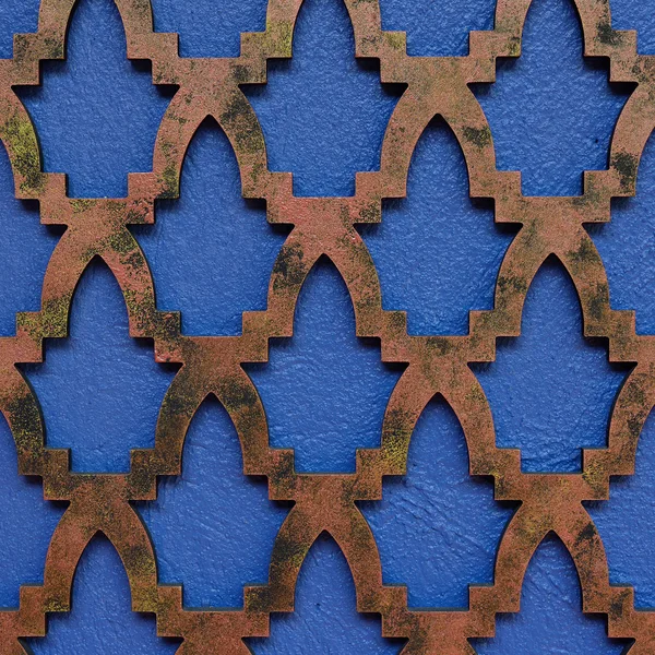 Motif style islamique décorer sur le mur bleu — Photo