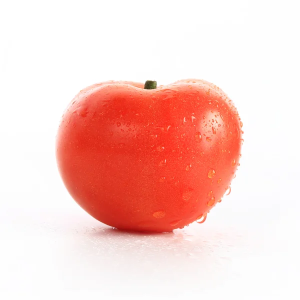 Red tomato with water drops, isolated on white background — 스톡 사진