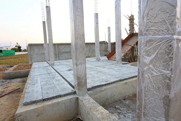 Concrete floor slab panel in building construction site — Stock Photo, Image