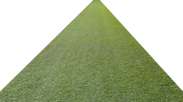 Erba verde artificiale percorso isolato su uno sfondo bianco — Foto Stock