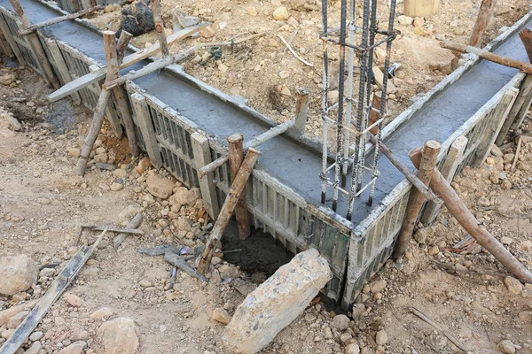 Construction house, reinforcement metal framework — Stock Photo, Image