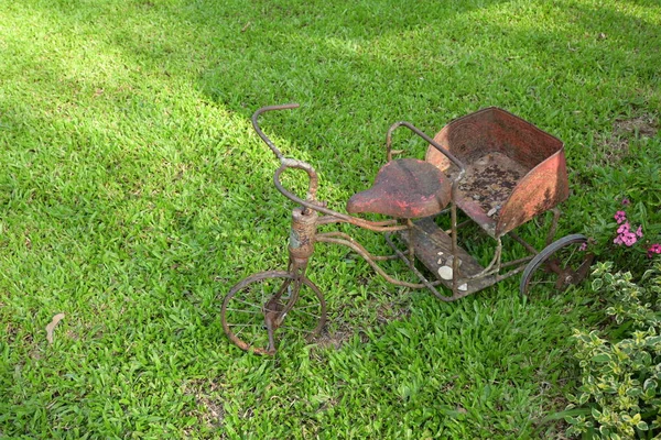 Altes Fahrrad Auf Grünem Gras — Stockfoto