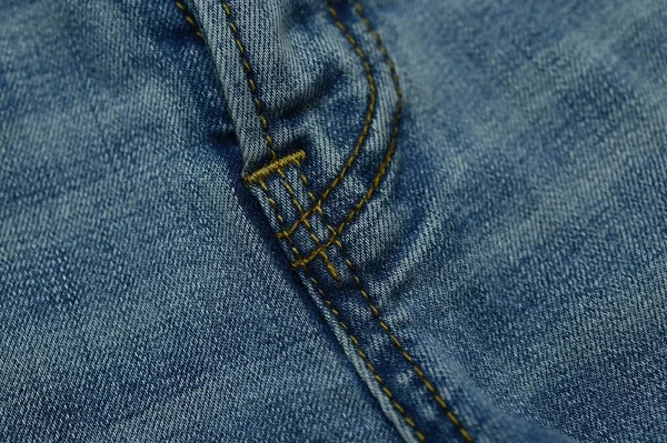 Stitch Blue Jeans Textile — Stock Photo, Image