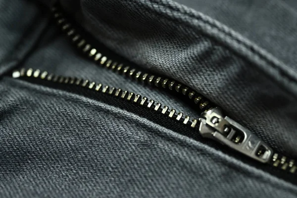 Zip Metallica Jeans Denim — Foto Stock