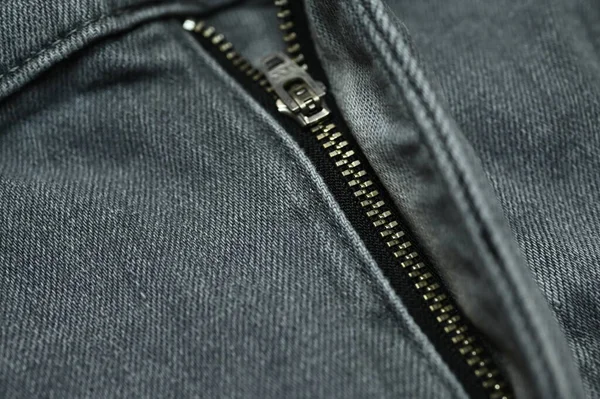 Zip Metálico Jeans Jeans Jeans — Fotografia de Stock