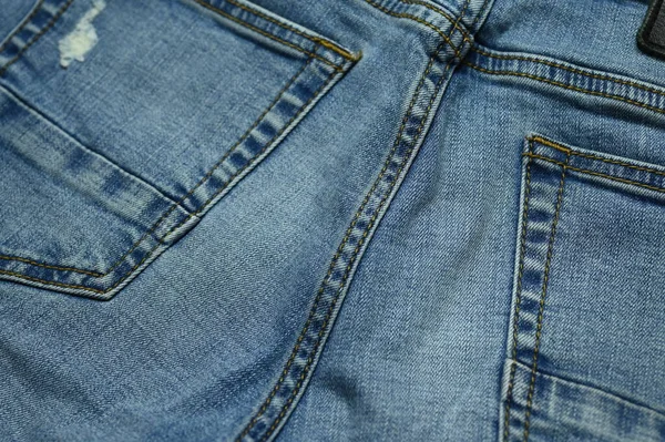Stitch Blue Jeans Textile — Stock Photo, Image