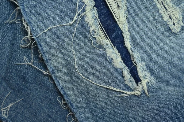 Torn Denim Jean Textile — Stock Photo, Image