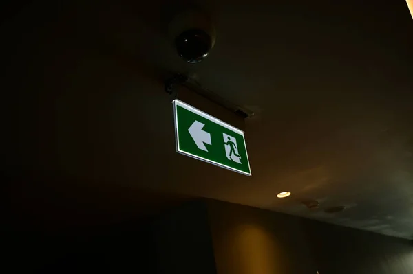 Exit Symbol Warning People Green Light — Stok fotoğraf