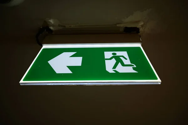Exit Symbol Warning People Green Light — Fotografia de Stock