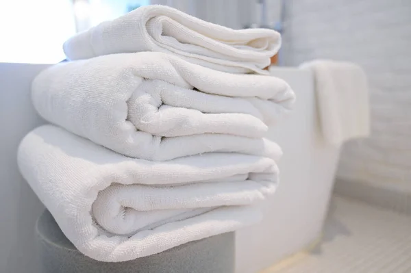 White Soft Towel Bathroom Interior Design — стоковое фото