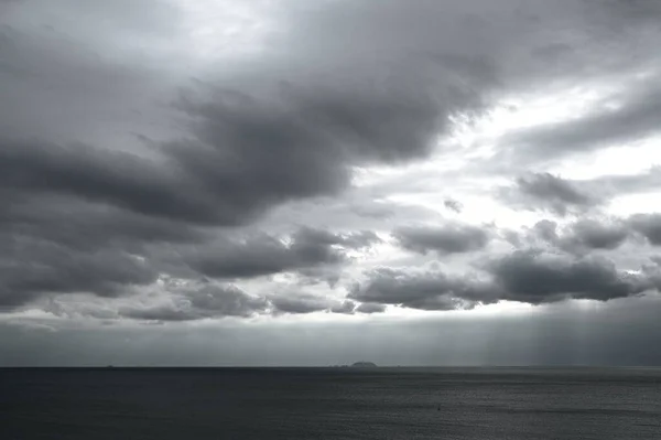Dark Blue Sea Background Moody Sky — Foto de Stock