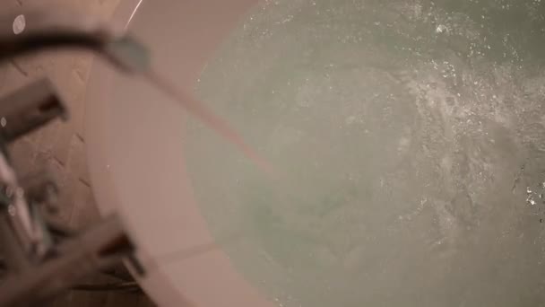 Slow Motion Scene Water Flowing Bathtub — Stock Video