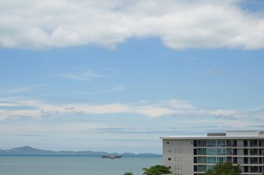 blue sky and sea with town view