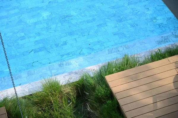 Wooden Veranda Swimming Pool — Stok fotoğraf
