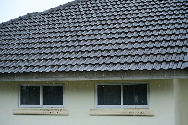 gray roof of house residential with rain