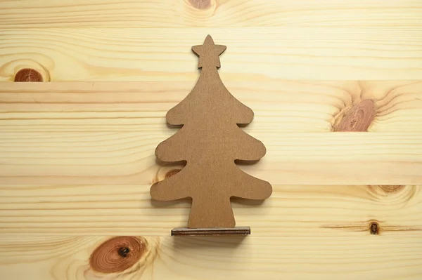 Árvore Natal Madeira Mesa Design Celebração — Fotografia de Stock