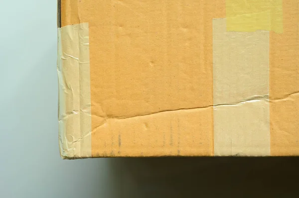 Embalagem Caixa Marrom Para Transporte Papel Texturizado — Fotografia de Stock