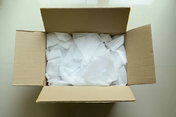 Bubble Wrap Packaging. Brown Box Stock Photo - Image of wrap