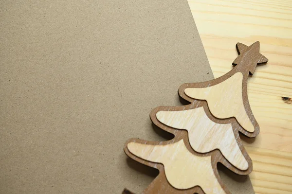 Wooden Christmas Tree Table Celebration Design — Stock Photo, Image