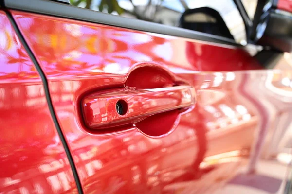 Door Handle Red Car Transpotation Industry — Stock Photo, Image