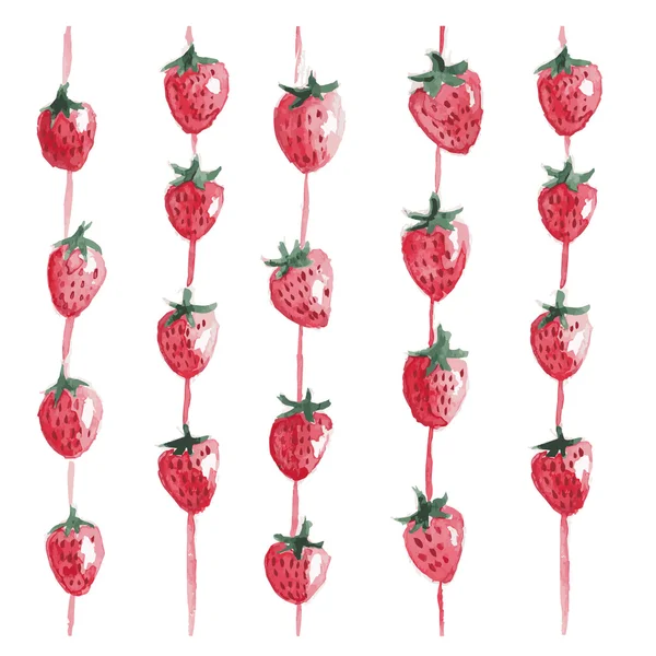Sömlös akvarell strawberry mönster — Stock vektor