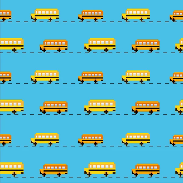 Pixel autobús escolar fondo — Vector de stock