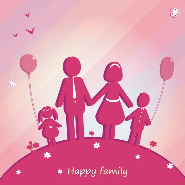 Happy family outdoor Illustration with place for text — Zdjęcie stockowe