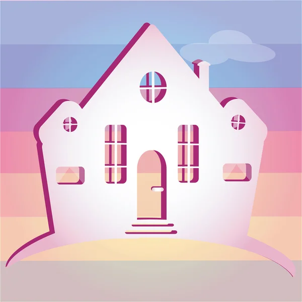 Иллюстрация дома на цветном фоне. Может использоваться в качестве иконописного дома — стоковое фото