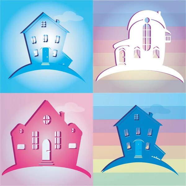 Set of icons houses illustration — Stok fotoğraf