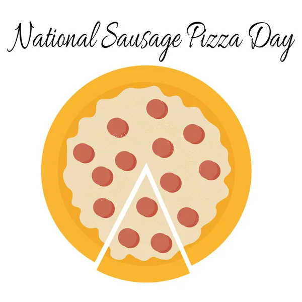 全国香肠比萨日 传单或菜单装饰矢量插图的创意 — 图库矢量图片