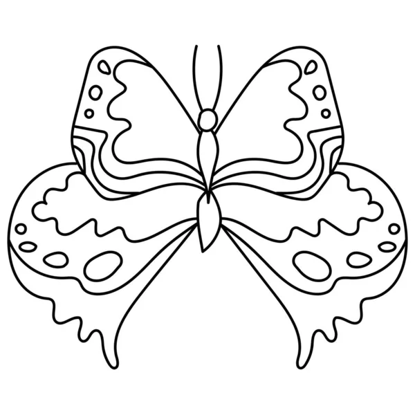 Esquema Fantasía Mariposa Doodle Para Colorear Página Para Niños Pequeños — Vector de stock