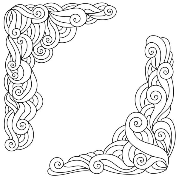 Doodle Sarok Díszes Minták Meditatív Színező Oldal Vagy Dekoratív Elementvektor — Stock Vector