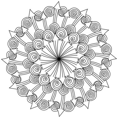 Mandallı Contour ok mandala, dekoratif motifler vektör ilüstrasyonundan meditasyon renk sayfası