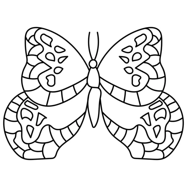 Contour Fantaisie Papillon Page Coloriage Doodle Pour Les Tout Petits — Image vectorielle