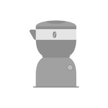 Elektrikli kahve öğütücüsü, modern kahve öğütücüsü, düz stil gri mutfak ekipmanı.